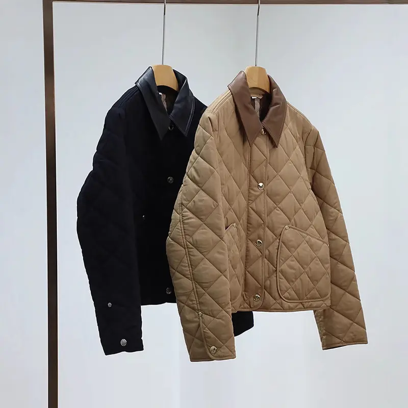 Damen Steppjacke mit kontrastierendem Kunstlederkragen und Boxy‑Schnitt Drune