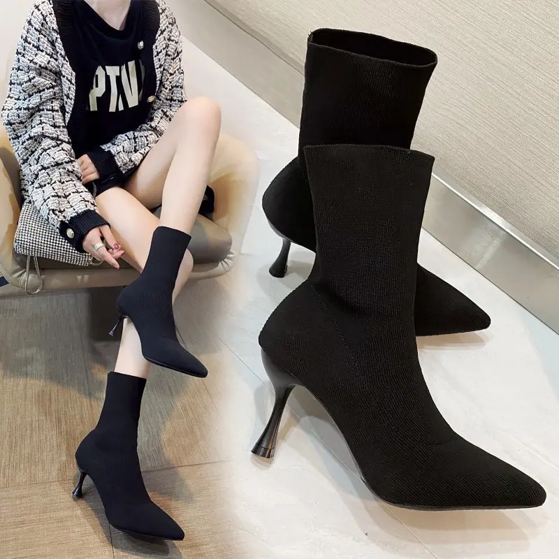 Damen Stretch‑Stiefelette mit spitzer Zehenform und schlankem Stiletto‑Absatz Drune