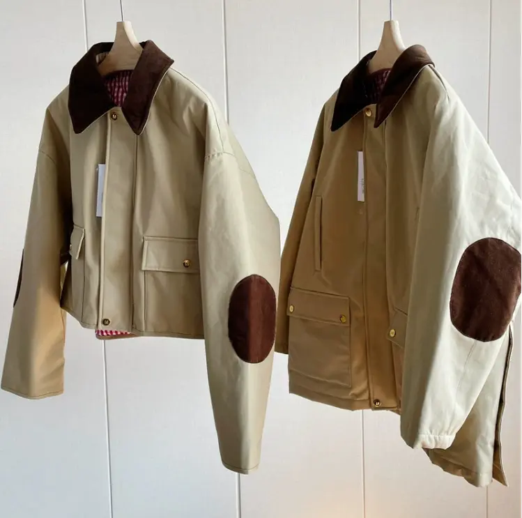 Damen Stylische Übergangsjacke mit kontrastierenden Ellbogenpatches Drune