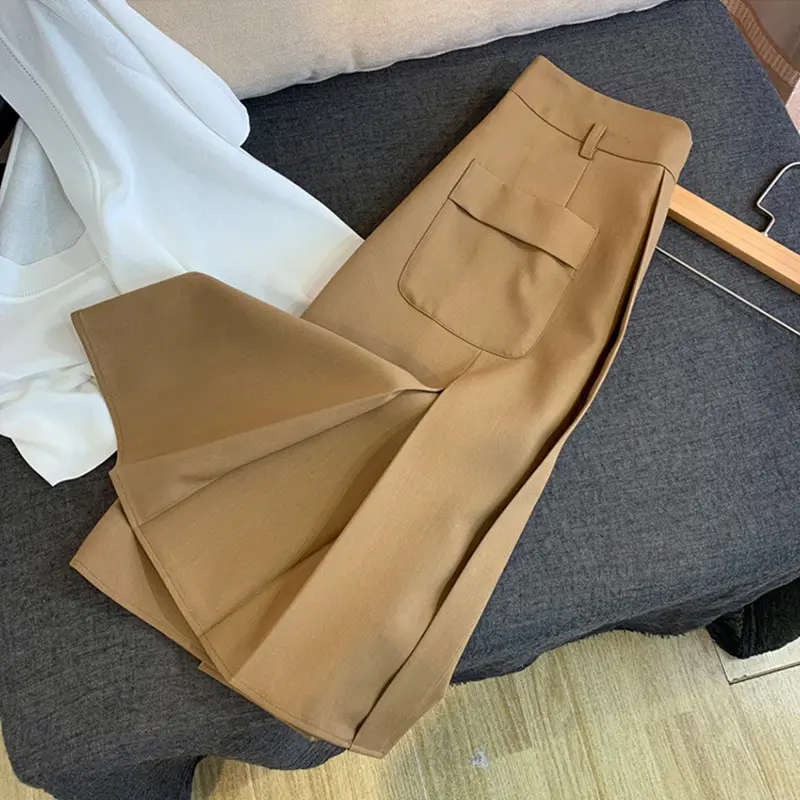 Damen Taillenhoher A‑Linien‑Midirock mit aufgesetzten Pattentaschen und Kellerfalten Drune