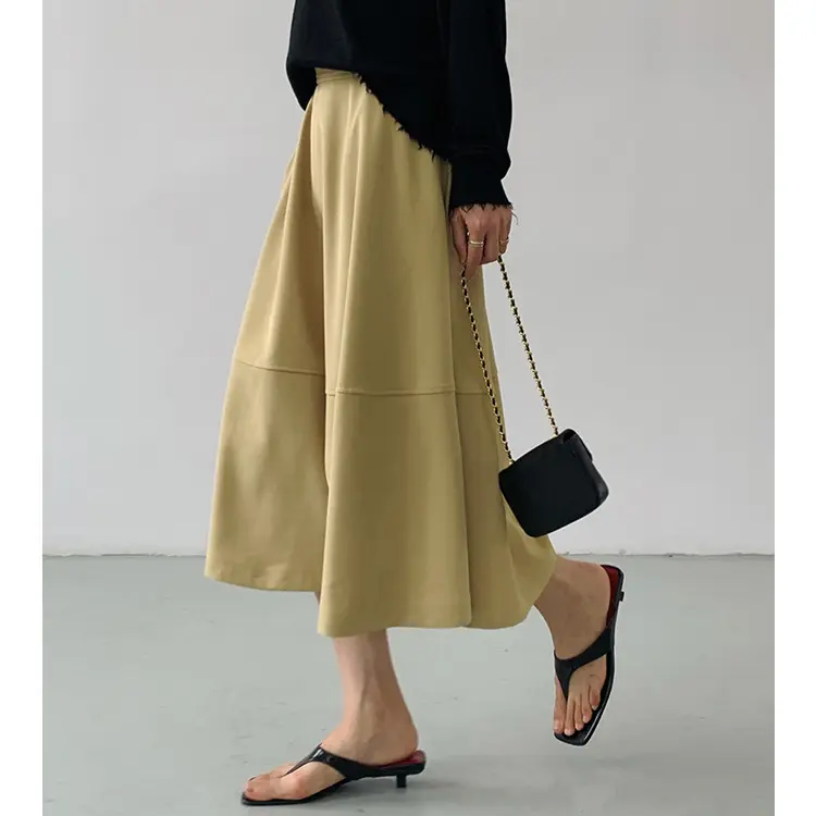 Damen Taillenhoher Midirock mit stufenförmiger Glocken-Silhouette Drune