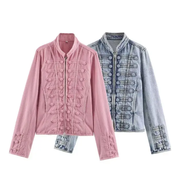 Damen Taillierte Kurzjacke im historischen Uniformstil mit Stehkragen Drune