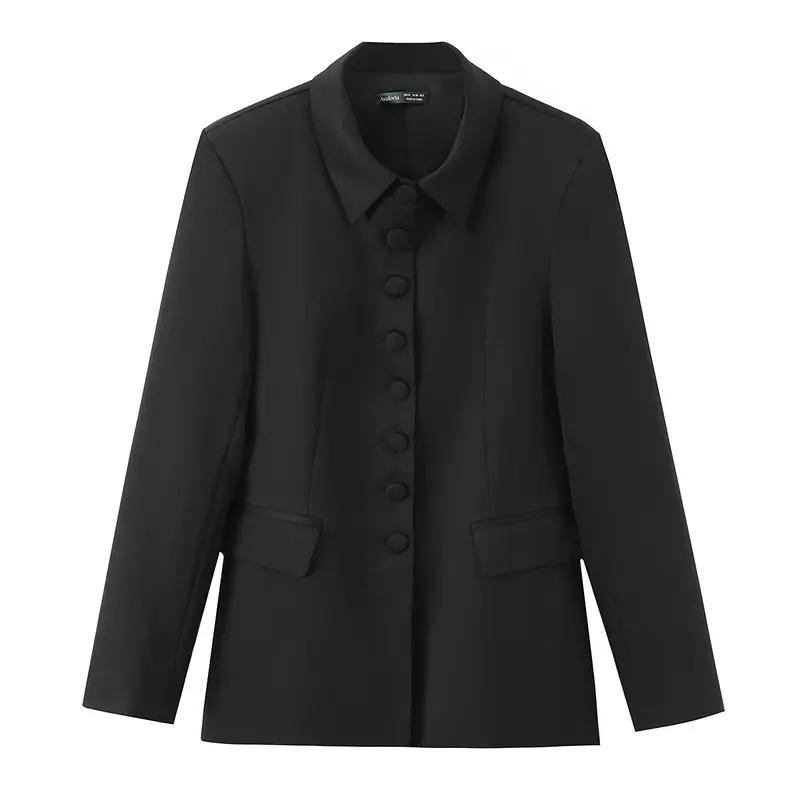 Damen Taillierter Blazer mit bezogenen Knöpfen und Pattentaschen Drune