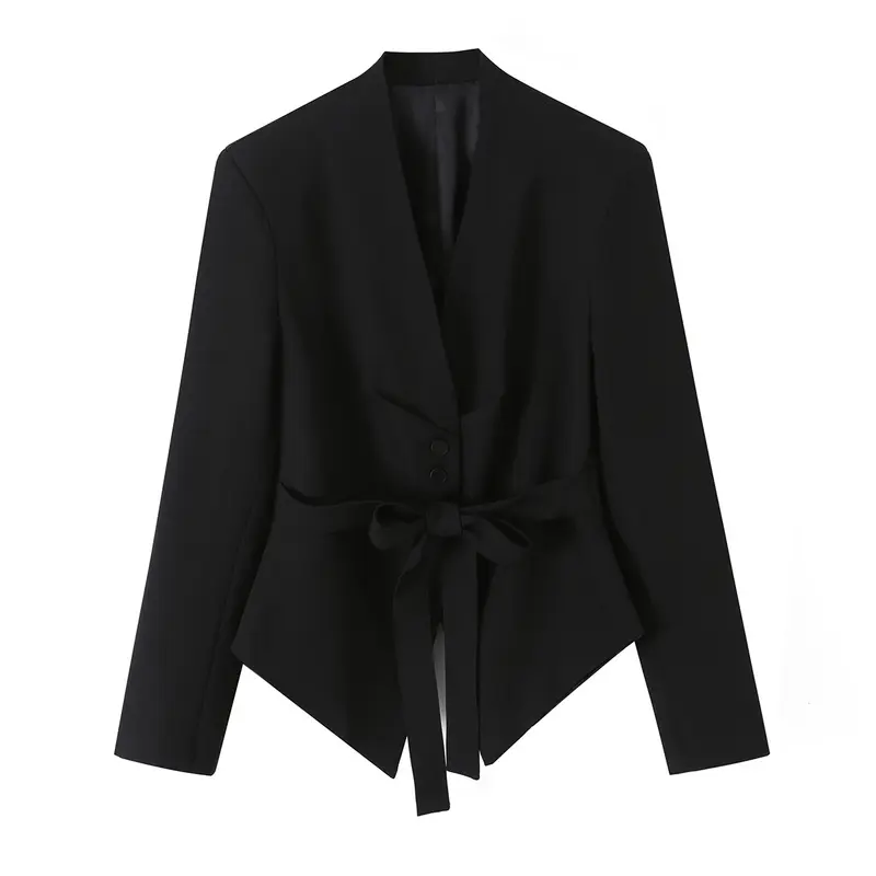 Damen Taillierter Blazer mit Bindegürtel und asymmetrischem Zipfelsaum Drune