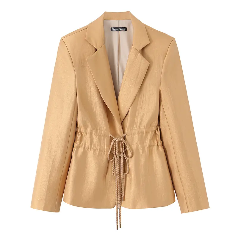 Damen Taillierter Blazer mit Kordelzug und Reverskragen Drune