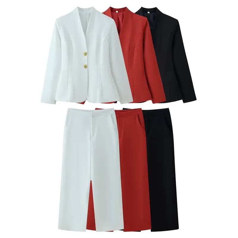 Damen Taillierter Blazer mit V‑Ausschnitt, nahtfeiner Silhouette und Zierknöpfen Drune