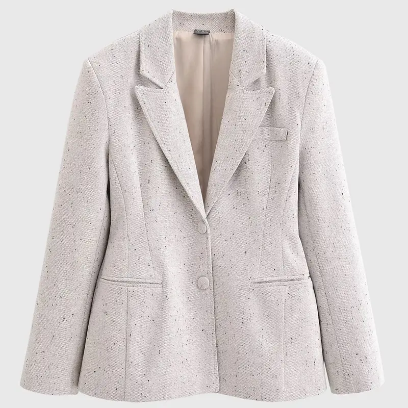 Damen Taillierter Bouclé‑Blazer mit Wiener Nähten und verdeckter Knopfleiste Drune