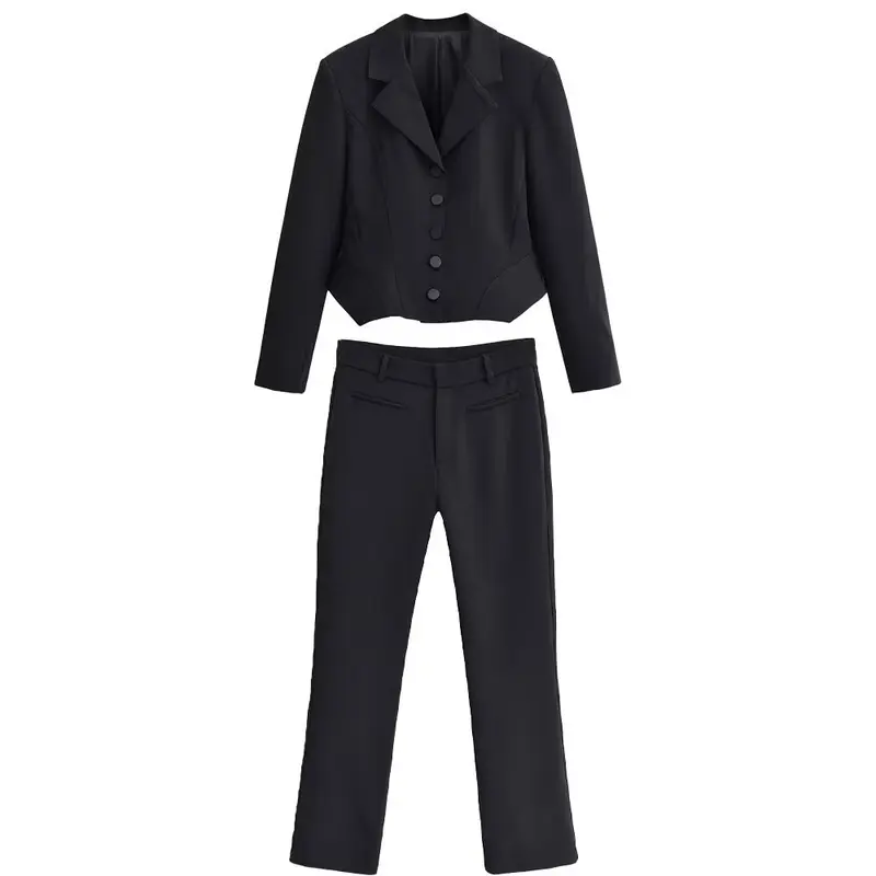 Damen Taillierter Cropped-Blazer mit Prinzessnähten und 5-Knopfreihe Drune