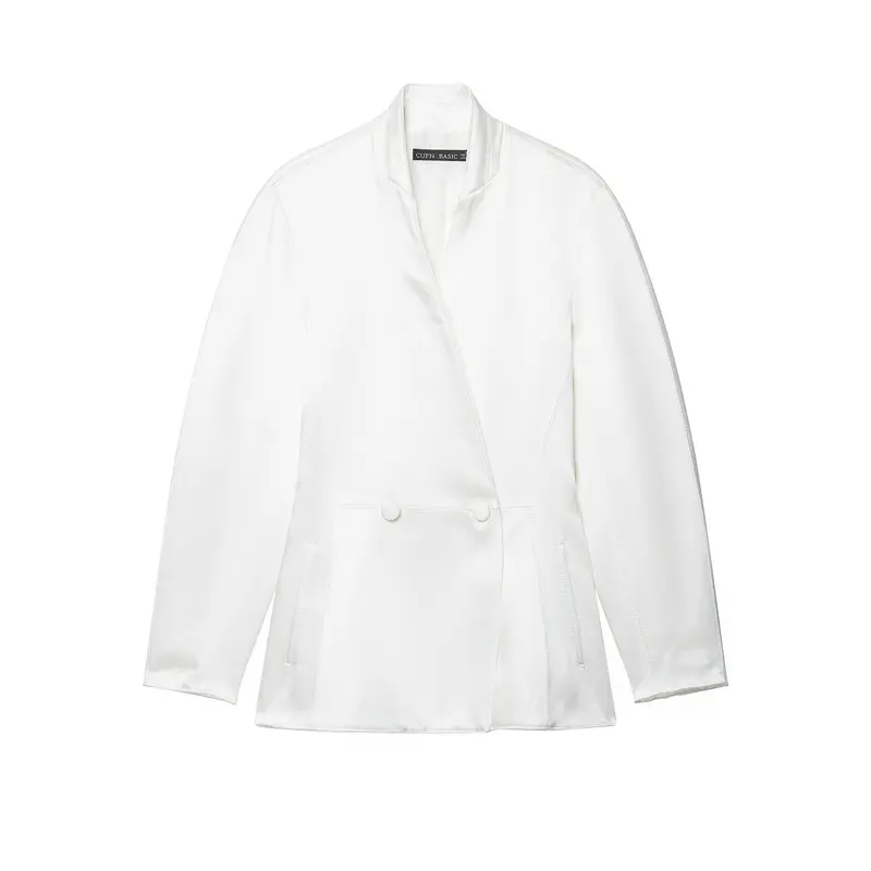 Damen Taillierter Doppelreihiger Blazer mit Stehkragen Drune