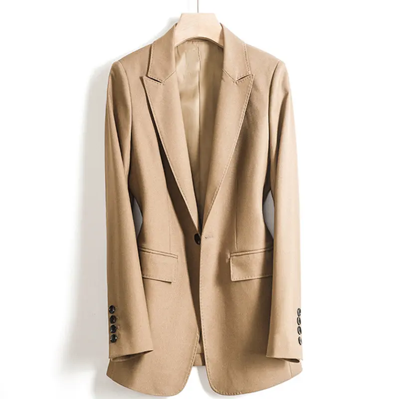 Damen Taillierter Einreihiger Blazer mit Ein-Knopf-Verschluss und Pattentaschen Drune