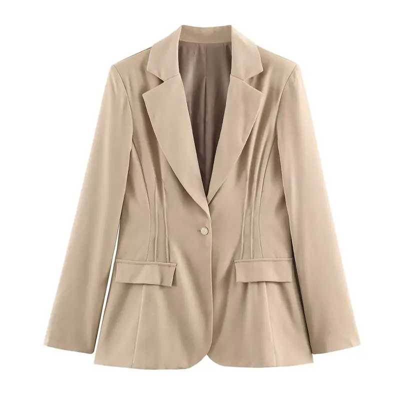 Damen taillierter Longline-Blazer mit Wiener Nähten und Pattentaschen Drune