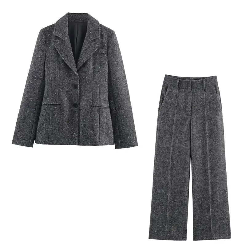 Damen Taillierter Tweed-Blazer mit Teilungsnähten und feiner Wollstruktur Drune