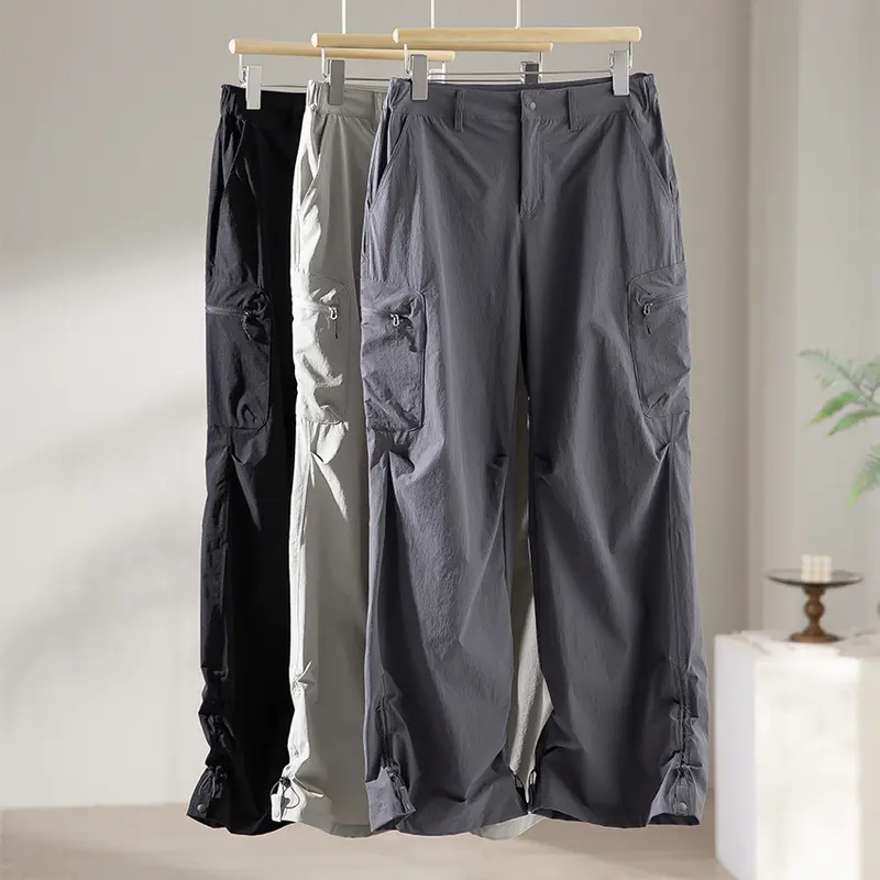Damen Technische Weite Cargo-Hose mit verstellbarem Saum und Mehrfachtaschen Drune