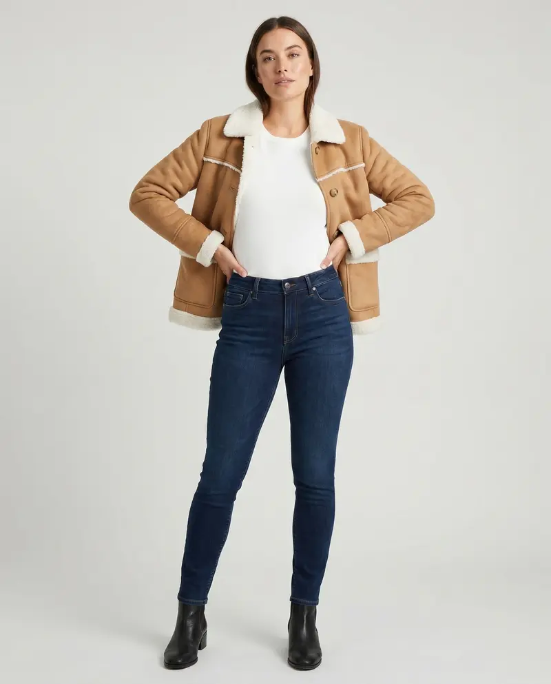 Damen Teddy Fleece Jacke mit Knopfverschluss und praktischen Taschen