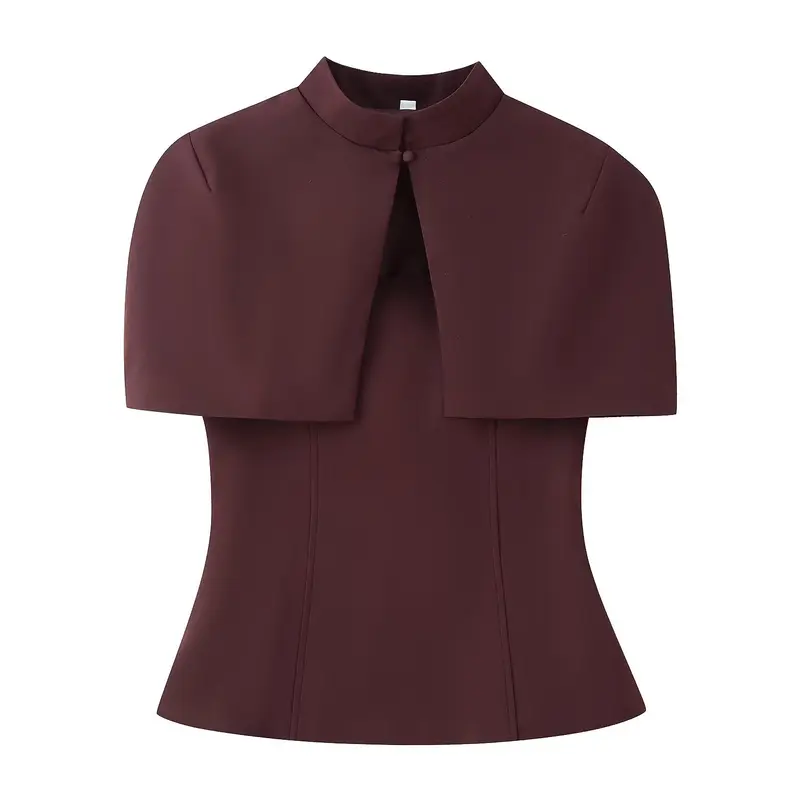 Damen Top mit Capelet-Überwurf und taillierter Peplum‑Silhouette Drune