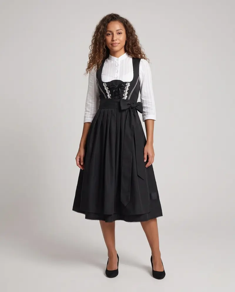 Damen Trachtenkleid mit eleganter Schnürung und voluminösem Rock Drune