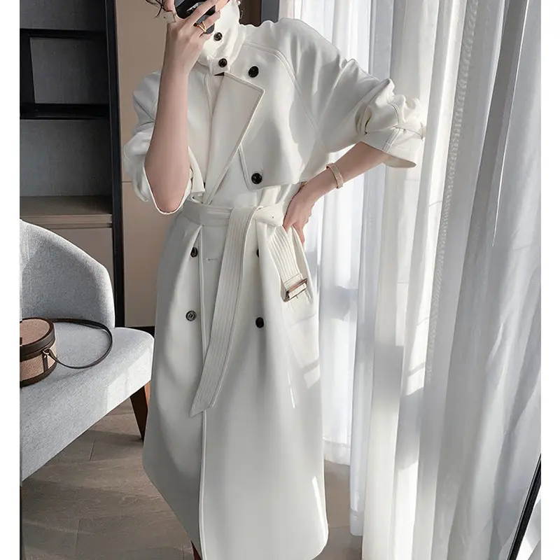 Damen Trenchcoat mit doppelter Knopfleiste und Taillengürtel Drune