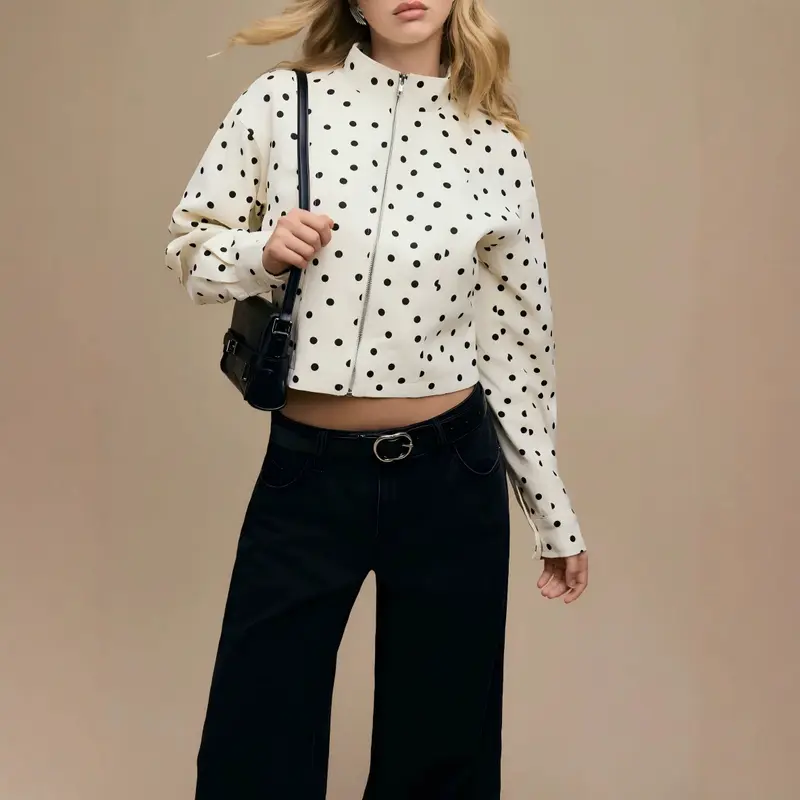Damen Trendige Jacke mit gelegtem Kragen Drune
