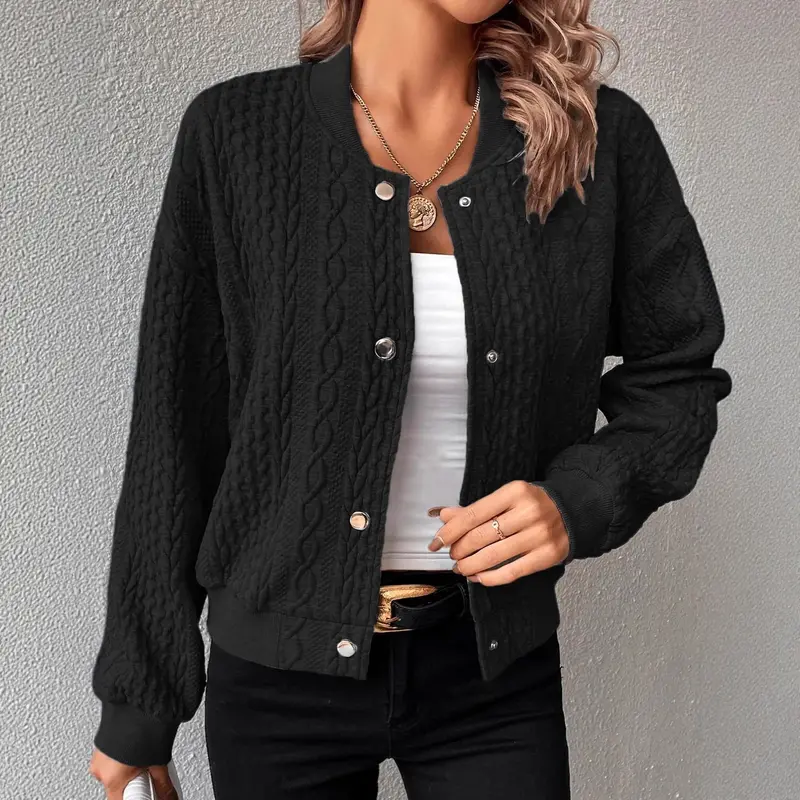 Damen Trendige Strickjacke mit Kabelmuster Drune