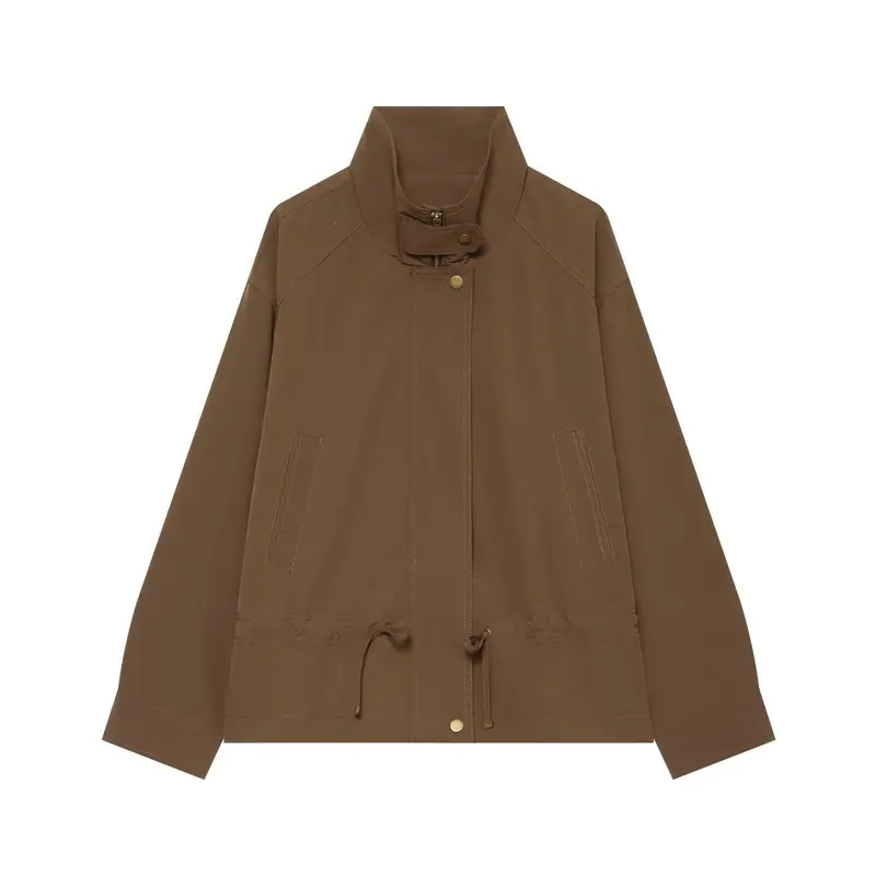 Damen Übergangsjacke mit Stehkragen, Tunnelzug und Utility-Taschen Drune