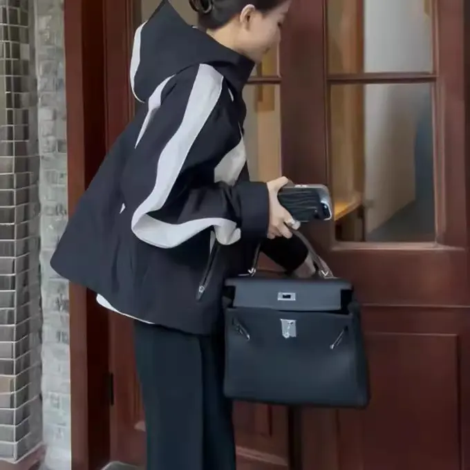 Damen Urbanes Übergangsjacke mit hohem Kragen Drune
