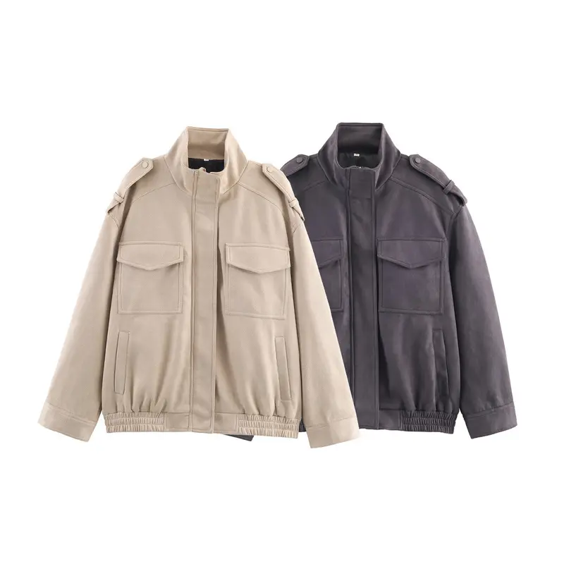 Damen Utility-Fieldjacke mit Stehkragen, Epauletten und elastischem Saum Drune