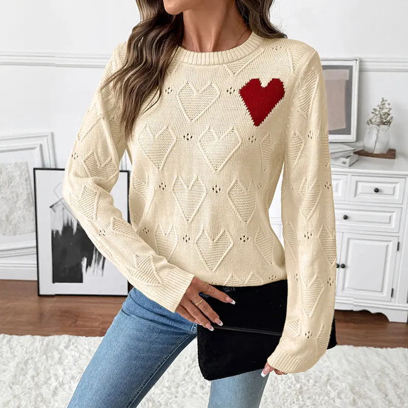 Damen Verspielter Strickpullover mit Herzdesign Drune