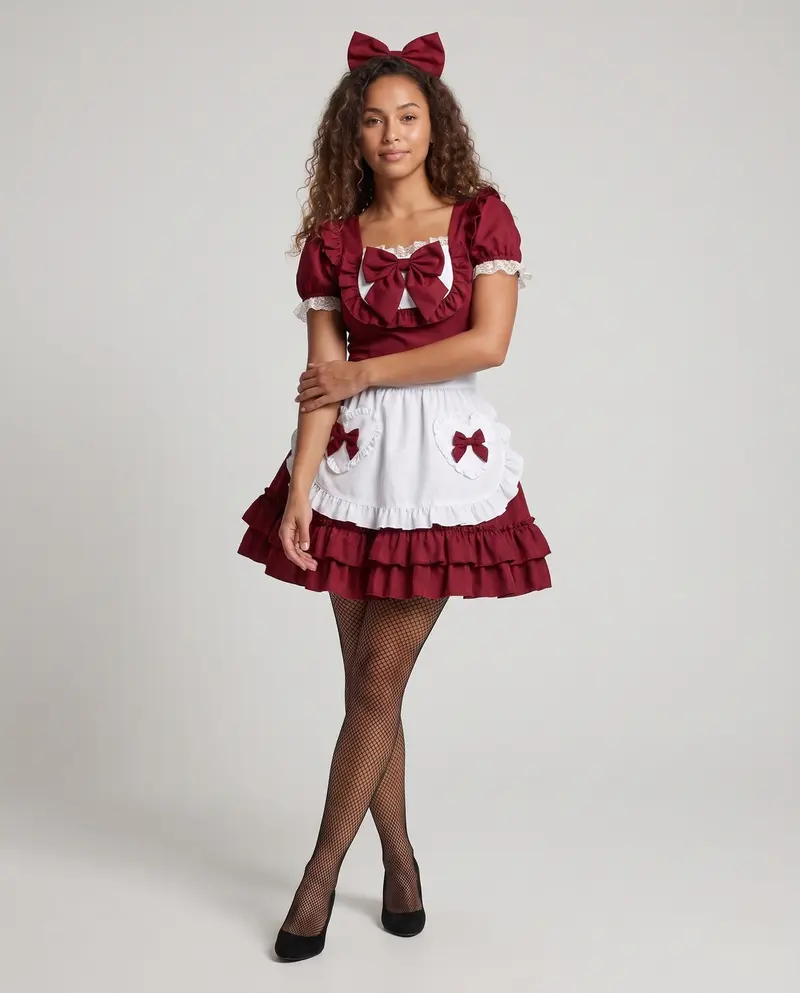 Damen verspieltes Vintage-Latzkleid mit Rüschendetails Drune