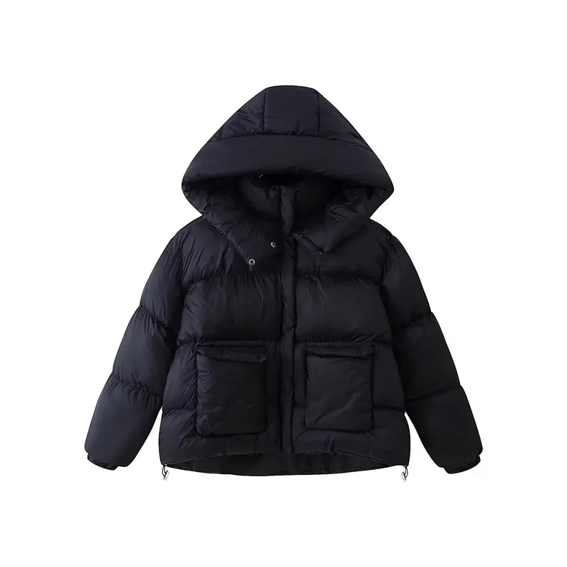 Damen Wattierte Oversize-Parka mit XXL-Kapuze und Klappentaschen Drune