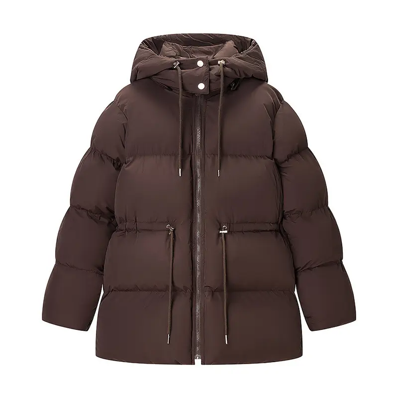 Damen Wattierte Pufferjacke mit Kapuze, taillierbarem Kordelzug und Zwei-Wege-Reißverschluss Drune