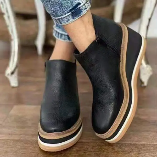 Damen Wedge‑Ankleboots mit ergonomischem Plateau‑Keil, Schlupf‑Design und profilierter Laufsohle Drune