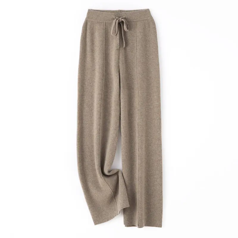 Damen Weiche Strickhose mit weitem Bein, Tunnelzugbund und dekorativer Mittelnaht Drune