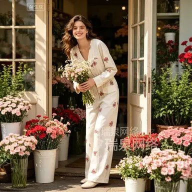 Damen Weicher Viskose-Overall mit floralem Print, Reißverschluss und weitem Bein Drune