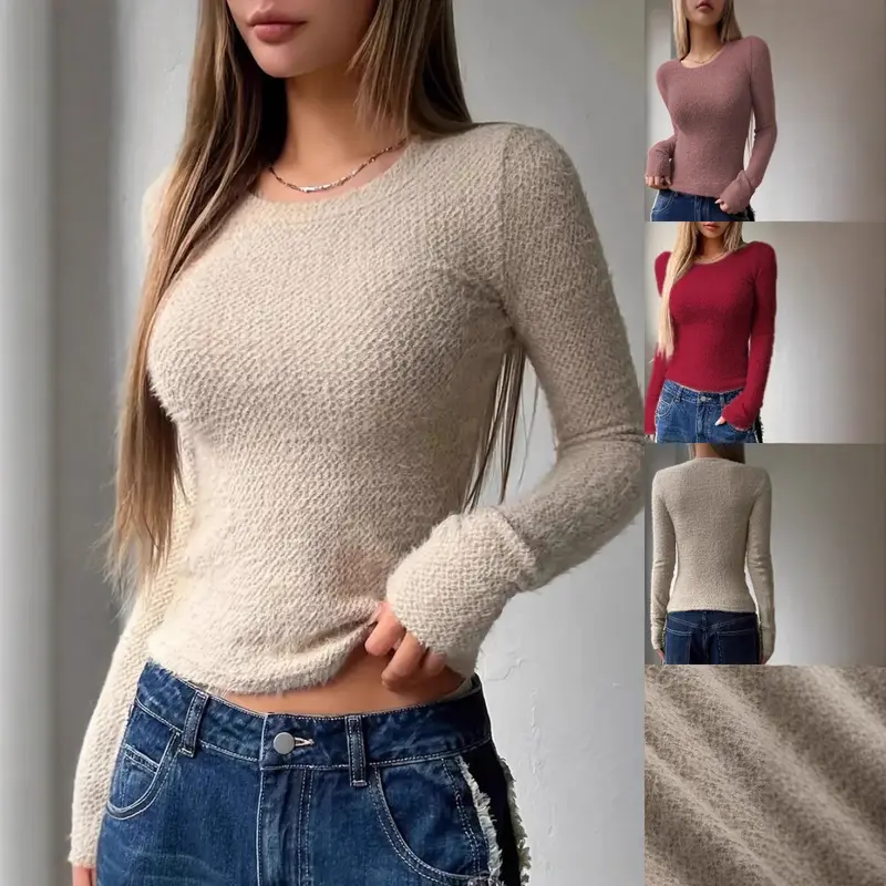Damen Weiches Langarmshirt mit Struktur Drune