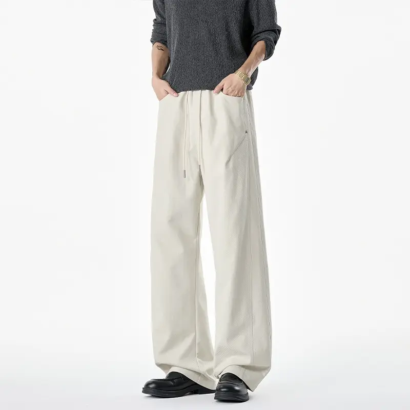 Damen Weit geschnittene Loungehose mit Kordelzug, hoher Taille und tiefen Eingrifftaschen Drune
