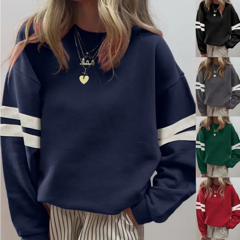Damen Weit geschnittenes Sweatshirt mit Kontraststreifen an den Ärmeln Drune