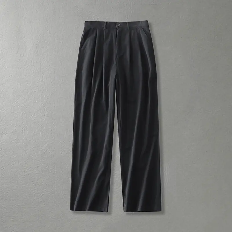 Damen Weite Bundfalten-Hose mit hoher Taille Drune