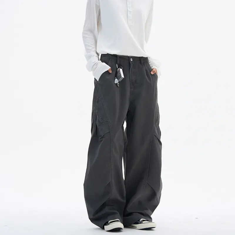 Damen weite Cargo-Hose im Baggy-Stil mit Utility-Taschen Drune
