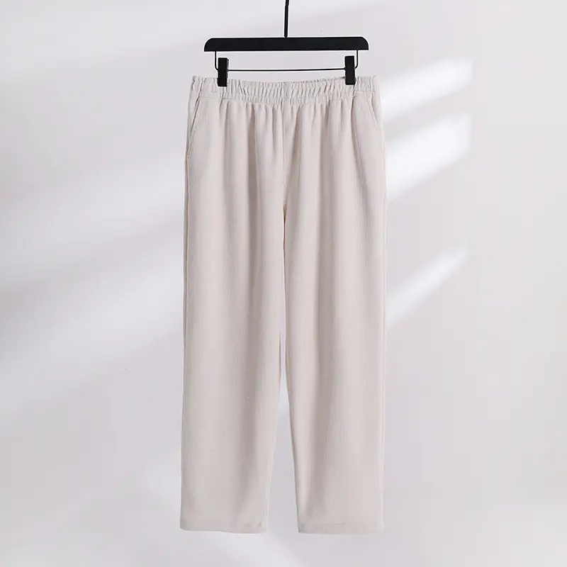 Damen Weite Cordhose mit elastischem Bund, Eingrifftaschen und geradem Bein Drune
