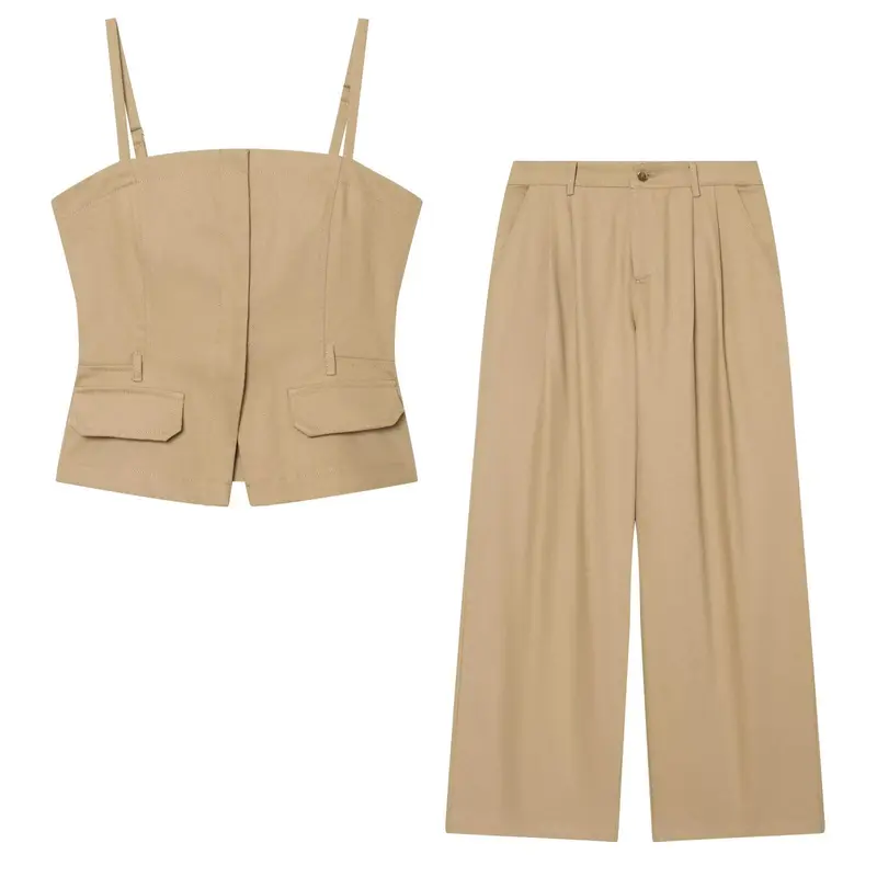 Damen Weite Culotte-Hose mit Bundfalten, Gürtelschlaufen und seitlichen Eingrifftaschen Drune