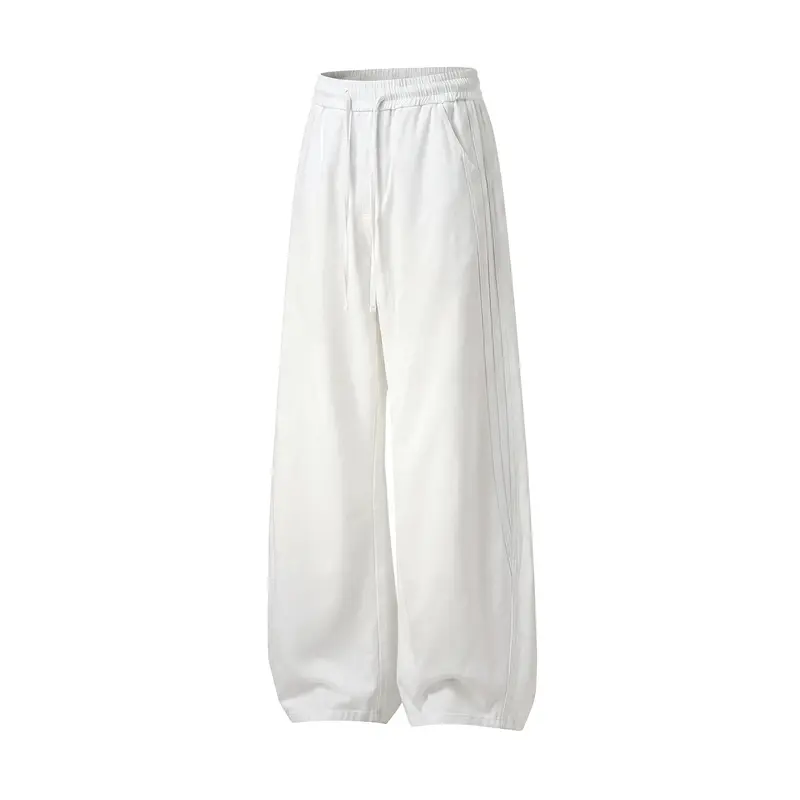 Damen Weite Freizeit-Sweathose mit hoher Taille, Tunnelzug und ballonförmigem Bein Drune