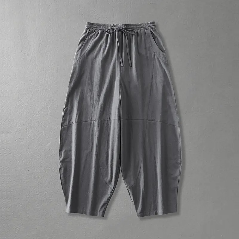 Damen weite Haremshose aus leichtem Satin mit Tunnelzug und seitlichen Taschen Drune