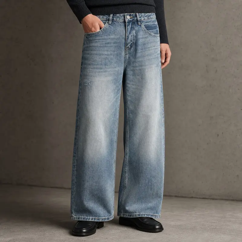 Damen Weite High-Waist Vintage-Jeans mit Used-Effekt Drune