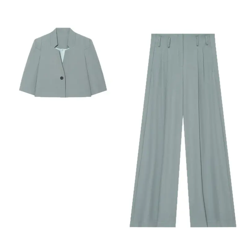 Damen Weite Highwaist-Hose mit Bundfalten, Bügelfalte und Gürtelschlaufen Drune