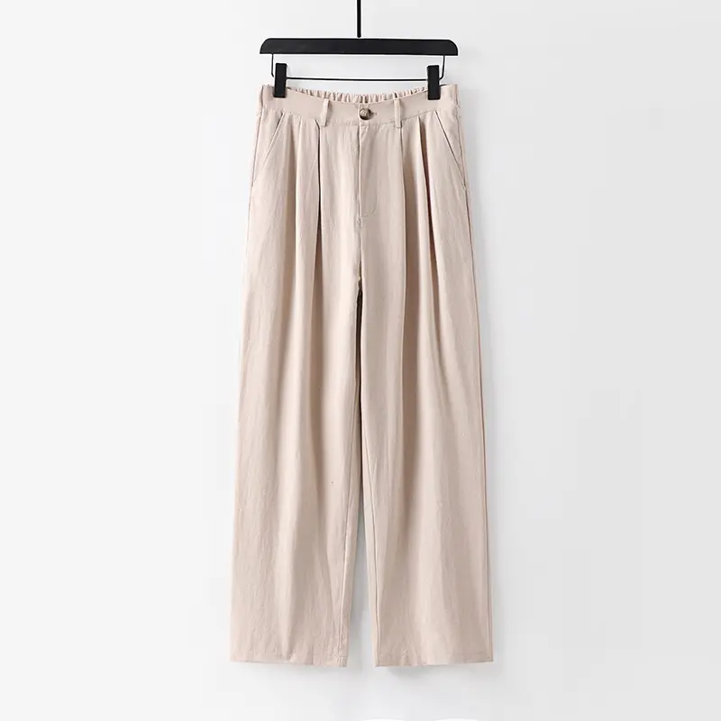Damen weite Hose mit hoher Taille und Bundfalten Drune