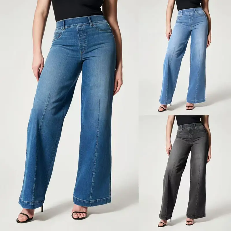 Damen Weite Jeans mit hohem Bund und dezenter Mittelnaht Drune