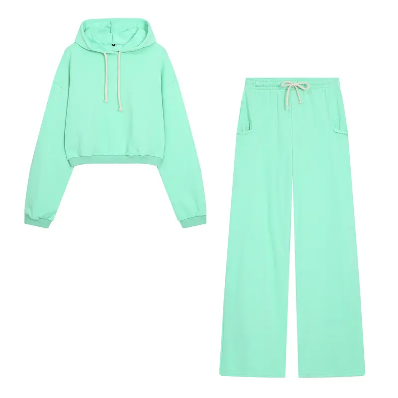 Damen Weite Jersey‑Loungehose mit Gummibund, Kordelzug und Fransen‑Taschen Drune