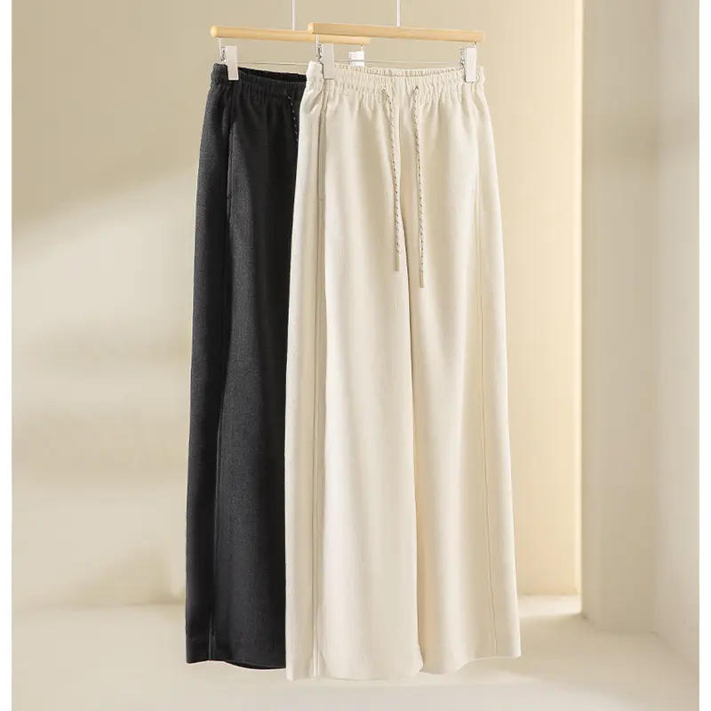 Damen Weite Komfort-Strickhose mit Gummibund und Tunnelzug Drune