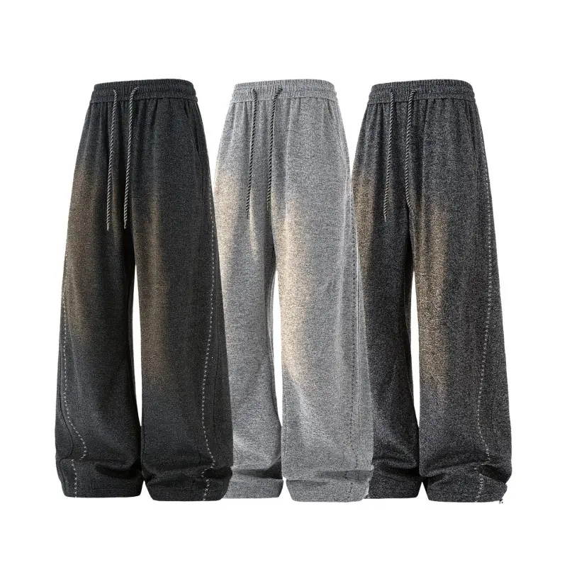 Damen Weite Lounge‑Hose aus Sweatstoff mit Kordelzug, Ziernähten und elastischem Bund Drune