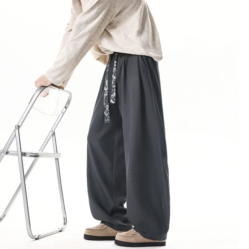 Damen Weite Lounge-Hose mit hohem Bund, Kordelzug und weitem Bein Drune